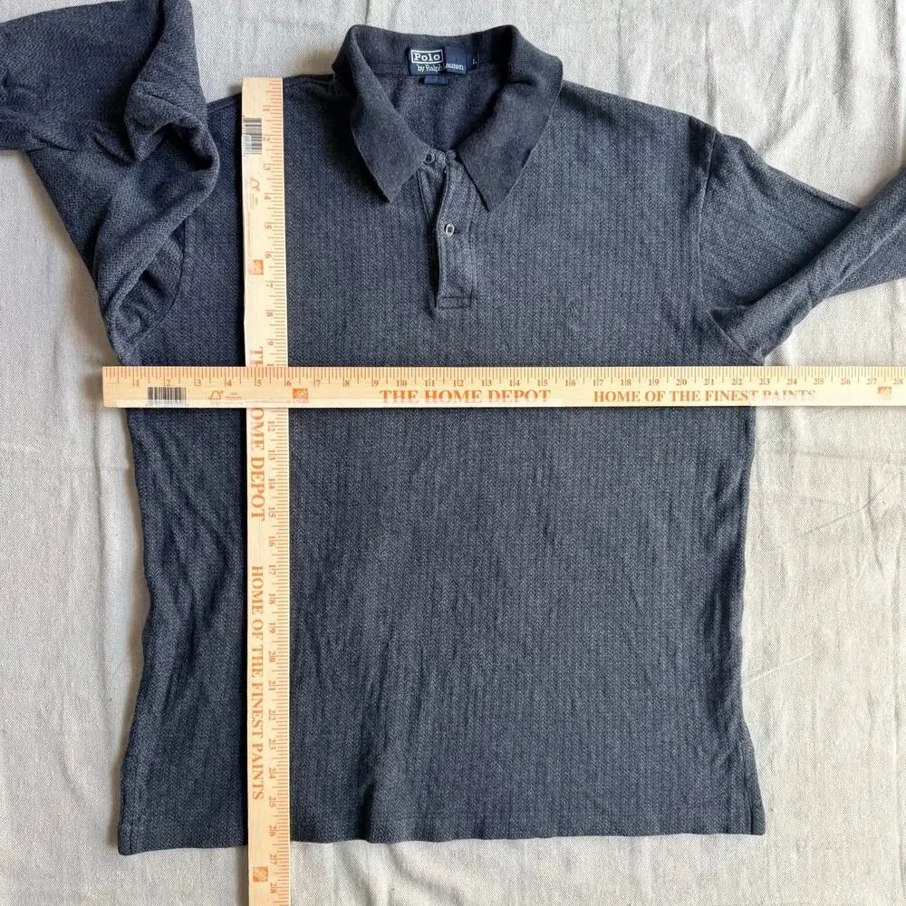 Vintage Polo Ralph Lauren Shirt Men's L L/S Textured Polo Rugby Style Pony 90's